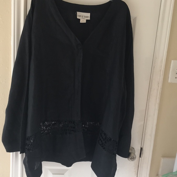 David Dart linen top with front buttons and lace/crochet. NWOT - Picture 3 of 10